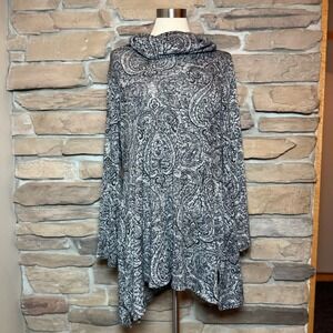 Soft Surroundings Paisley Print Cowl Neck Long Sleeve Tunic Top Womens XL